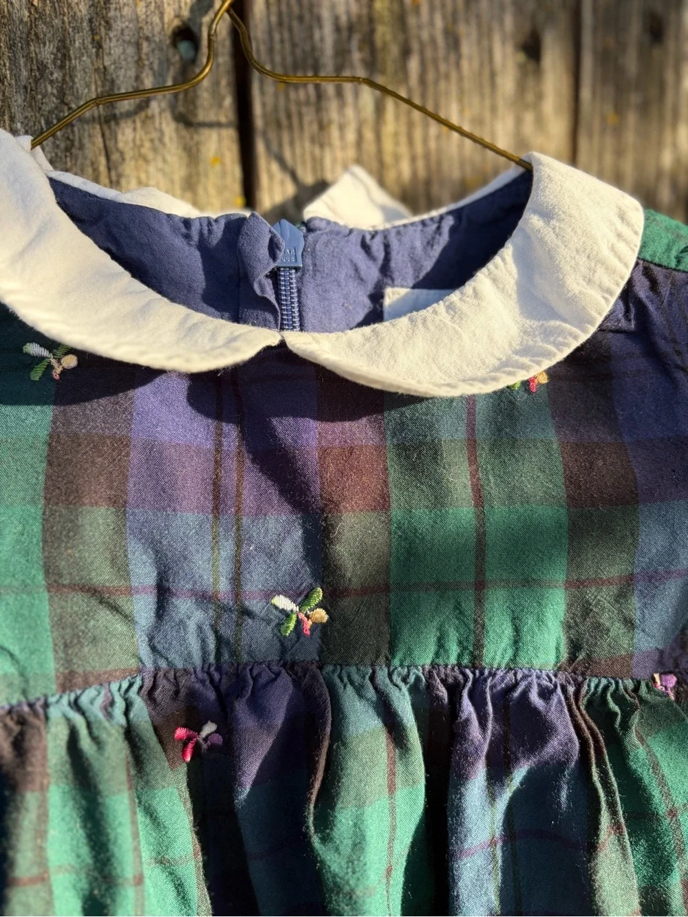 SJP x Gap Plaid Peter Pan Collar Dress Embroidered Fairy Cottagecore Preppy
